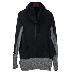 Lululemon Don’t Hurry Be Happy Black & Heather Grey Cowl Neck Fleece Pullover 6